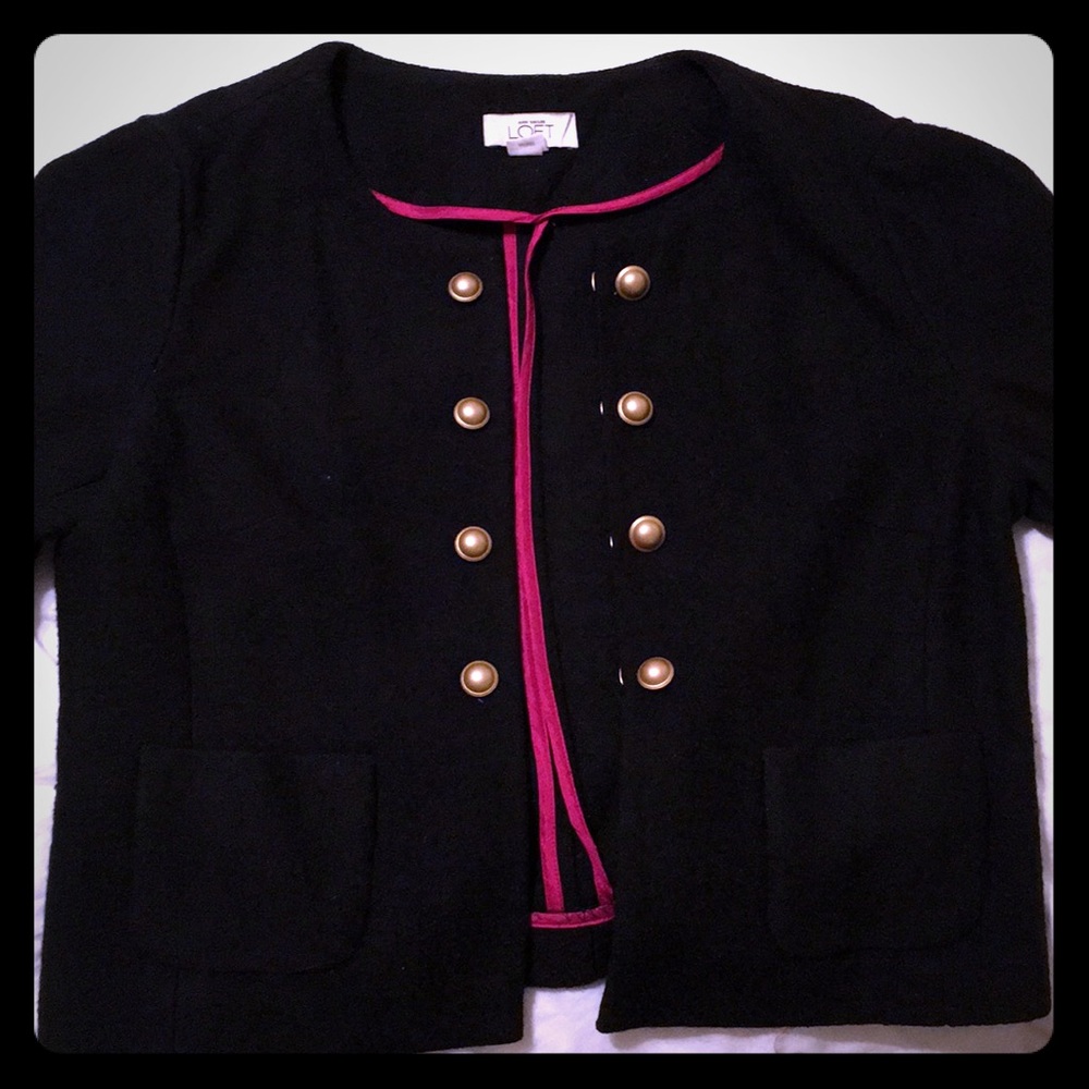 Adorable Navy Wool Blazer with Gold Buttons
